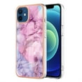 thumbnail image 1 of ELEHOLD for iPhone 12/iPhone 12 6.1 inch Marble Case, Clear Electroplated Frame Soft TPU Anti-Scratch Wear-Resistant Wireless Charging Slim Fit Transparent Case for iPhone 12/iPhone 12 Pro, Pink, 1 of 5