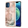 thumbnail image 1 of ELEHOLD for iPhone 12/iPhone 12 6.1 inch Marble Case, Clear Electroplated Frame Soft TPU Anti-Scratch Wear-Resistant Wireless Charging Slim Fit Transparent Case for iPhone 12/iPhone 12 Pro, Rosegold, 1 of 5