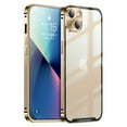 thumbnail image 1 of ELEHOLD for iPhone 13 6.1 Inch Case with Buckle Safety Lock, Slim Metal Bumper Frame Matte Clear PC Back Glass Lens Film All-Inclusive Camera Lens Full Protection Case for iPhone 13,Gold, 1 of 8
