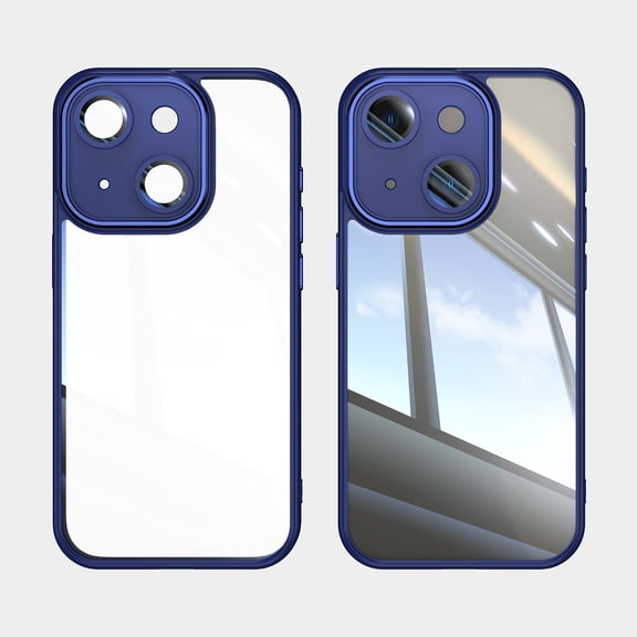 ELEHOLD for iPhone 13 Case,Camera Lens Protector Crystal Clear Non-Yellowing Shockproof Anti-Scratch Transparent Hard Back Slim Fit Case for iPhone 13,Blue