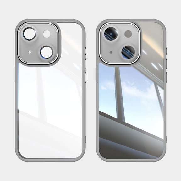 ELEHOLD for iPhone 13 Case,Camera Lens Protector Crystal Clear Non-Yellowing Shockproof Anti-Scratch Transparent Hard Back Slim Fit Case for iPhone 13,Gray