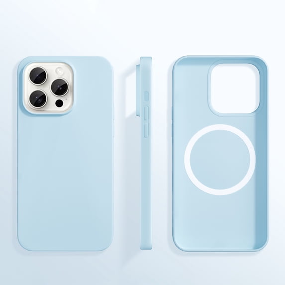 ELEHOLD for iPhone 13 Case,Compatible with MagSafe Colorful Anti-Scratch Soft Microfiber Lining Full Body Protective Shockproof Ultra Slim Phone Case for iPhone 13,Iceblue