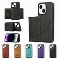 thumbnail image 1 of ELEHOLD for iPhone 13 Case PU Leather 2-in-1 Multi-Functional with Magnetic Detachable Card Holder Leaf Pattern Drop Protection Shockproof Wallet Case Compatible with Mag Safe,black, 1 of 9