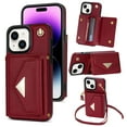 thumbnail image 1 of ELEHOLD for iPhone 13 Case Premium Leather Wallet with Back Organ Card Holders Kickstand Function Crossbody Shoulder Strap Luxury Shockproof Women Purse Cover ,red, 1 of 5