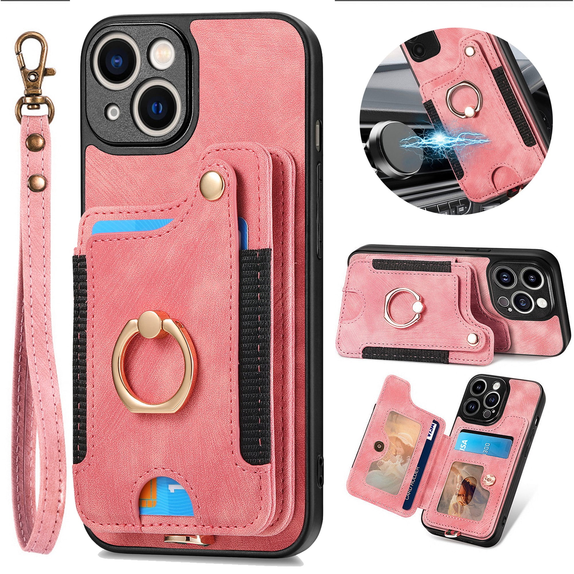 Elehold For Iphone 13 Case With Ring Holder Iphone 13 Wallet Case With Rfid Blocking Card 0928