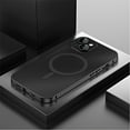 thumbnail image 1 of ELEHOLD for iPhone 13 Case Rugged Metal Alloy Bumper Matte Back Case with Camera Lens Protective Film Safety Lock Clasp Slim Lightweight Shockproof Case Compatible with Mag Safe,black, 1 of 8