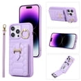 thumbnail image 1 of ELEHOLD for iPhone 13 Crossbody Wallet Case with Card Holder Soft PU Leather Shockproof Protective Cover with Shoulder Strap for Women Girls for iPhone 13,purple, 1 of 8