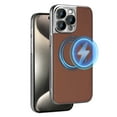 thumbnail image 1 of ELEHOLD for iPhone 13 Leather Magnetic Case Compatible with Mag Safe All-inclusive Lens Protection Matte Metal Bumper Frame Slim Fit Lightweight Anti-Scratch Protective Case,Brown, 1 of 9