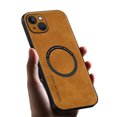thumbnail image 1 of ELEHOLD For iPhone 13 Luxury Leather Magnetic Shockproof Case Slim Drop Protection Cover, Lens & Screen Protection, Compatible with Magsafe, Skin-Friendly, Brown, 1 of 9
