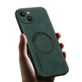 thumbnail image 1 of ELEHOLD For iPhone 13 Luxury Leather Magnetic Shockproof Case Slim Drop Protection Cover, Lens & Screen Protection, Compatible with Magsafe, Skin-Friendly, Green, 1 of 9