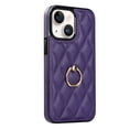 thumbnail image 1 of ELEHOLD for iPhone 13 Mini 5.4 inch 2021 Case, Luxury Rhomboid Quilted PU Leather Soft TPU Bumper 360 Degee Rotatable Metal Finger Ring Holder Kickstand Shockproof Case for iPhone 13 Mini, Purple, 1 of 8