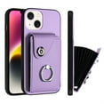 thumbnail image 1 of ELEHOLD for iPhone 13 Mini Wallet Case PU Leather Organ Card Slots Holders Magnetic Button Finger Ring Holder Stand Shockproof Full Protective Case,purple, 1 of 7