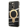 thumbnail image 1 of ELEHOLD for iPhone 13 Plating Magnetic Case Slim Thin Shockproof with Metal Ring Holder Folding Kickstand All-Inclusive Lens Protection Mag Safe Compatible Protective Cover,black, 1 of 9