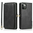 thumbnail image 1 of ELEHOLD for iPhone 13 Pro 6.1 inch Luxury Multi-Functional Wallet Case with Card Slots Dual-Use Detachable Phone Case Magnetic Function Lanyard Shockproof Wallet Case,Black, 1 of 7