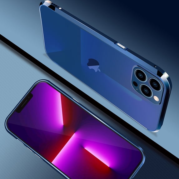 ELEHOLD for iPhone 13 Pro Aluminum Frame Metal Bumper Slim Hard Case, Metal Frame Armor Bumper Raised Edge Protection Anti-Drop No-Back Case for iPhone 13 Pro 6.1 inch 2021, Darkblue