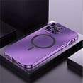 thumbnail image 1 of ELEHOLD for iPhone 13 Pro Case Rugged Metal Alloy Bumper Matte Back Case with Camera Lens Protective Film Safety Lock Clasp Slim Lightweight Shockproof Case Compatible with Mag Safe,purple, 1 of 8