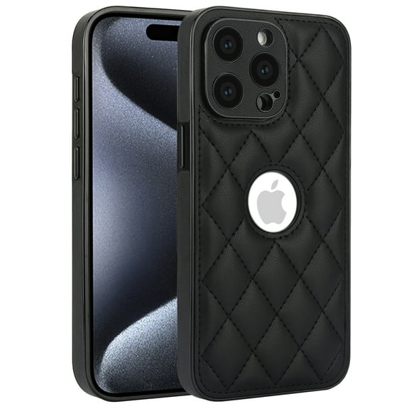 ELEHOLD for iPhone 13 Pro Case, Soft PU Leather Slim Logo View Classic Luxury Elegant Thin Protective All-Around Shockproof Phone Case for iPhone 13 Pro,Black