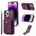 thumbnail image 1 of ELEHOLD for iPhone 13 Pro Crossbody Wallet Case with Card Holder Soft PU Leather Shockproof Protective Cover with Shoulder Strap for Women Girls for iPhone 13 Pro,deeppurple, 1 of 8