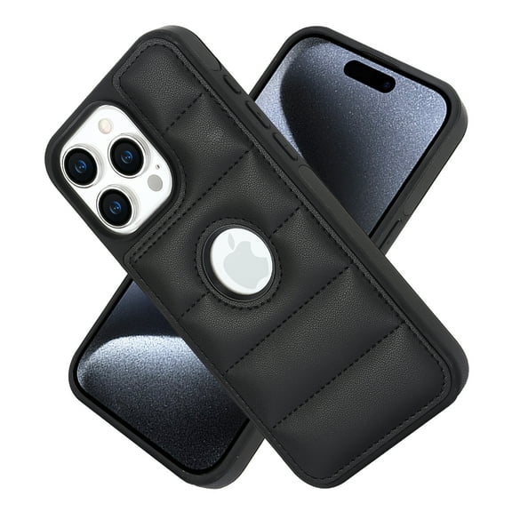 ELEHOLD for iPhone 13 Pro Leather Case Luxury Premium PU Leather Logo Cutout View Full Coverage Slim Lightweight Non-Slip Shockproof Protective Case for iPhone 13 Pro,black