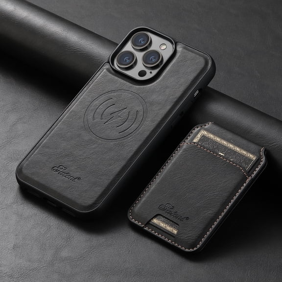 ELEHOLD for iPhone 13 Pro Leather Case Premium Leather Material with Magnetic Detachable Card Holder Compatible with MagSafe Charging Shockproof Slim Case&nbsp;for iPhone 13 Pro,black
