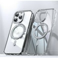 thumbnail image 1 of ELEHOLD for iPhone 13 Pro Magnetic Clear Case Transparent Clear Back Cover with Invisible 360 Rotation Ring Kickstand Matte Bumper Shockproof Protective Cover Compatible with Mag Safe,clear, 1 of 6