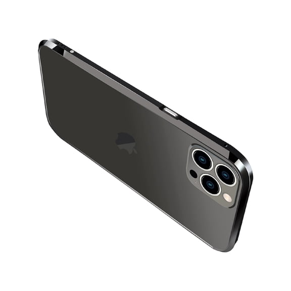 ELEHOLD for iPhone 13 Pro Max Aluminum Frame Metal Bumper Slim Hard Case, Metal Frame Armor Bumper Raised Edge Protection Anti-Drop No-Back Case for iPhone 13 Pro Max 6.7 inch 2021, Black
