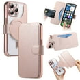 thumbnail image 1 of ELEHOLD for iPhone 13 Pro Max Case,Compatible with Mag Safe Accessories, Luxury Business 2 in 1 Detachable Flip Walle PU Leather Clear Soft TPU Back Folio Case + Lens Protector,Rosegold, 1 of 10