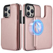 ELEHOLD for iPhone 13 Pro Max Case with Magnetic Detachable Leather Card Slot Wallet 2-in-1 Multi-Functional Rugged Shockproof Wireless Charging Compatible Purse Case for iPhone 13 Pro Max,Rosegold