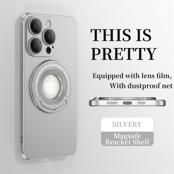 ELEHOLD for iPhone 13 Pro Max, Case with Magnetic Invisible Stand Slim Shockproof Anti-Scratch,Compatible with MagSafe Lens Protector Case Cover, silver