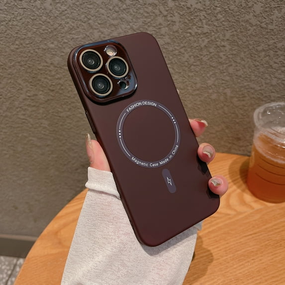 ELEHOLD for iPhone 13 Pro Max Case Matte Hard PC Back Slim Lightweight with Full Camera Lens Protection Strong Magnetic Compatible with Mag Safe Shockproof Case for iPhone 13 Pro Max,winered