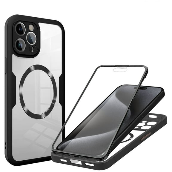 ELEHOLD for iPhone 13 Pro Max Case with Screen Protector, Compatible with Mag safe Accessory,  Built in Screen Protector Clear Full Body Protection Slim Shockproof Case for iPhone 13 Pro Max,Black