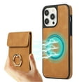 thumbnail image 1 of ELEHOLD for iPhone 13 Pro Max Case Synthetic Leather 2-in-1 Phone Case with Magnetic Detachable Card Holder Ring Holder Stand Drop Protection Shockproof Wallet Case,brown, 1 of 8