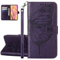 thumbnail image 1 of ELEHOLD for iPhone 13 Pro Max Case Wallet with Wrist Strap, Butterfly Embossed PU Leather Folio Flip Case with Magnetic Closure Credit Card Holder Kickstand,Deep Purple, 1 of 6