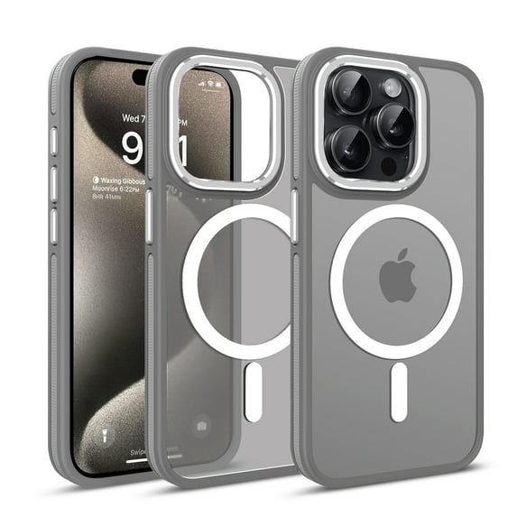 ELEHOLD for iPhone 13 Pro Max Matte Magnetic Case,Translucent Clear Cover Compatible with Mag Safe, Military Grade Drop Protection Shockproof Back Phone Cover for iPhone 13 Pro Max,Grey