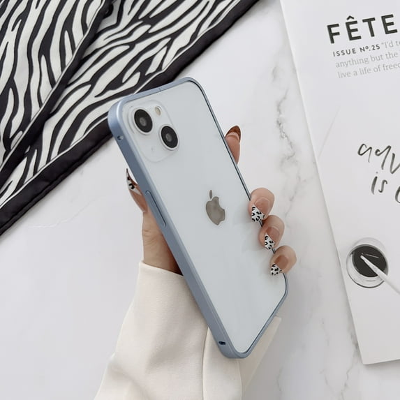 ELEHOLD for iPhone 13 Pro Metal Bumper Case, Frosting Matte Metal Frame Case Soft TPU Inner Support Wireless Charging Non-Slip Slim Case for iPhone 13 Pro, Lightblue