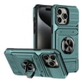 thumbnail image 1 of ELEHOLD for iPhone 13 Pro Rugged Hard Case with Metal Ring Holder Kickstand Work with Magnetic Car Mount Hidden Card Slot Pocket Shockproof Anti-Drop Armor Protective Cover,Green, 1 of 7