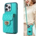 thumbnail image 1 of ELEHOLD for iPhone 13 Pro Wallet Case with Card Holder, PU Leather Shockproof Crossbody Case with Metal Snap Adjustable Strap Lanyard Compatible with iPhone 13 Pro,Green, 1 of 7