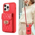 thumbnail image 1 of ELEHOLD for iPhone 13 Pro Wallet Case with Card Holder, PU Leather Shockproof Crossbody Case with Metal Snap Adjustable Strap Lanyard Compatible with iPhone 13 Pro,Red, 1 of 7