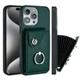 thumbnail image 1 of ELEHOLD for iPhone 13 Pro Wallet Case PU Leather Organ Card Slots Holders Magnetic Button Finger Ring Holder Stand Shockproof Full Protective Case,green, 1 of 7