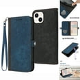thumbnail image 1 of ELEHOLD for iPhone 13 Wallet Case with Detachable Wrist Strap Handbag, Luxury PU Leather Flip Soft TPU Built-in Magnetic Card Slots Kickstand Function Shockproof Protective Cover Case,Blue, 1 of 7