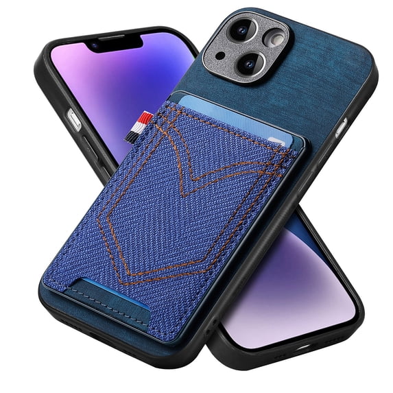 ELEHOLD for iPhone 13, Wallet Phone Case,Slim Leather Shockproof Lens Protector with Card Slot Anti-Scratch Case Cover,Support Magnetic Car Mount, blue