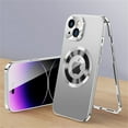 thumbnail image 1 of ELEHOLD for iPhone 14 6.1" Full Body Case,Double Sided with Built-in Tempered Glass Screen Protector Metal Frame Plating PC Back Panel Shockproof Rugged Case for iPhone 14,Silver, 1 of 7
