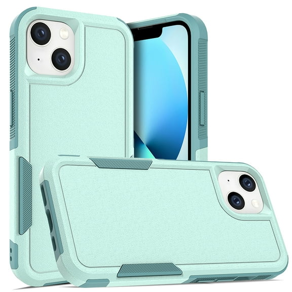 ELEHOLD for iPhone 14 6.1 inch Case, Armor Rugged Hard PC Soft TPU Hybrid Anti-Drop Camera Lens Protection Shockproof Glossy Non-Slip Slim Fit Case for iPhone 14,Mint