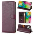 thumbnail image 1 of ELEHOLD for iPhone 14 Case,Business Premium Folio PU Leather Magnetic Closure Card Holder Kickstand Shockproof Protective Wallet Case for iPhone 14,Winered, 1 of 5