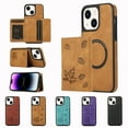 thumbnail image 1 of ELEHOLD for iPhone 14 Case PU Leather 2-in-1 Multi-Functional with Magnetic Detachable Card Holder Leaf Pattern Drop Protection Shockproof Wallet Case Compatible with Mag Safe,brown, 1 of 9