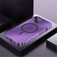 thumbnail image 1 of ELEHOLD for iPhone 14 Case Rugged Metal Alloy Bumper Matte Back Case with Camera Lens Protective Film Safety Lock Clasp Slim Lightweight Shockproof Case Compatible with Mag Safe,purple, 1 of 8