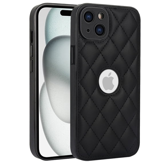 ELEHOLD for iPhone 14 Case, Soft PU Leather Slim Logo View Classic Luxury Elegant Thin Protective All-Around Shockproof Phone Case for iPhone 14,Black