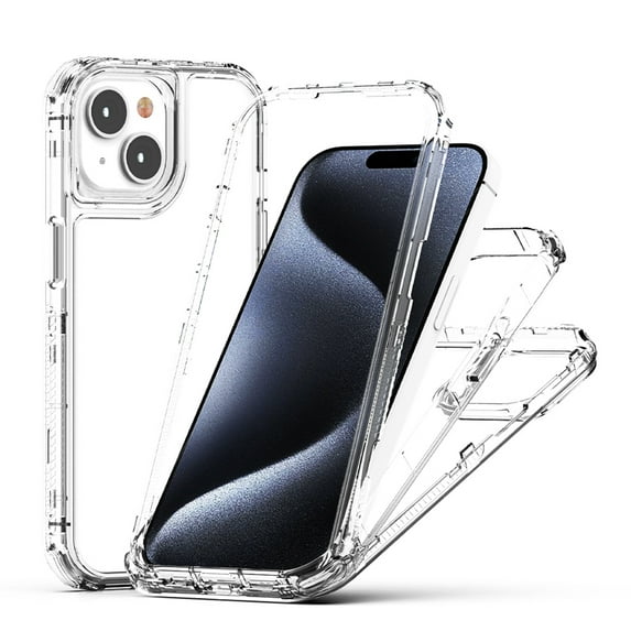 ELEHOLD for iPhone 14 Case,Soft TPU Clear Heavy Duty Shockproof Rugged Women Men Transparent Full Body Protective Case with Screen Protector for iPhone 14,Clear
