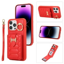 ELEHOLD for iPhone 14 Crossbody Wallet Case with Card Holder Soft PU Leather Shockproof Protective Cover with Shoulder Strap for Women Girls for iPhone 14,red
