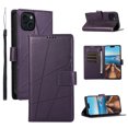 thumbnail image 1 of ELEHOLD for iPhone 14 Flip Folio Wallet Case with Credit Card Holders Magnetic Clasp Kickstand Function Wrist Lanyard Premium PU Leather Shockproof Protective Cover,purple, 1 of 8
